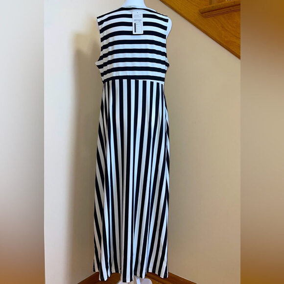 Women’s Casual High Waist Line Maxi Striped Summer Dress Sz S, M, L, XXL MEANEOR - Picture 7 of 13